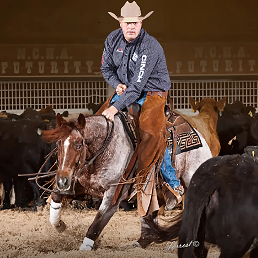 Austin Shepard competing at the NCHA Futurity
