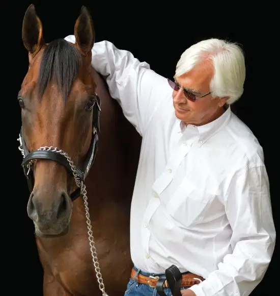 Bob Baffert with a Thoroughbred racehorse