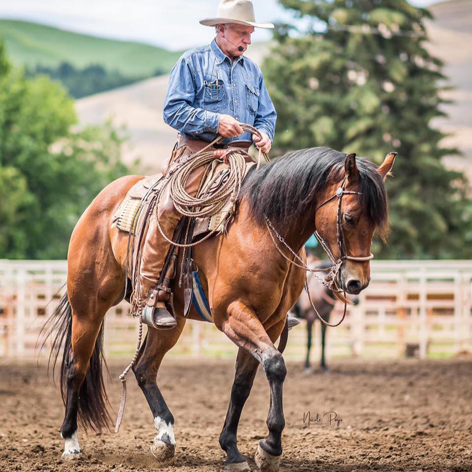 Buck Brannaman riding at a clinic — Photo © Nicole Payo Photography