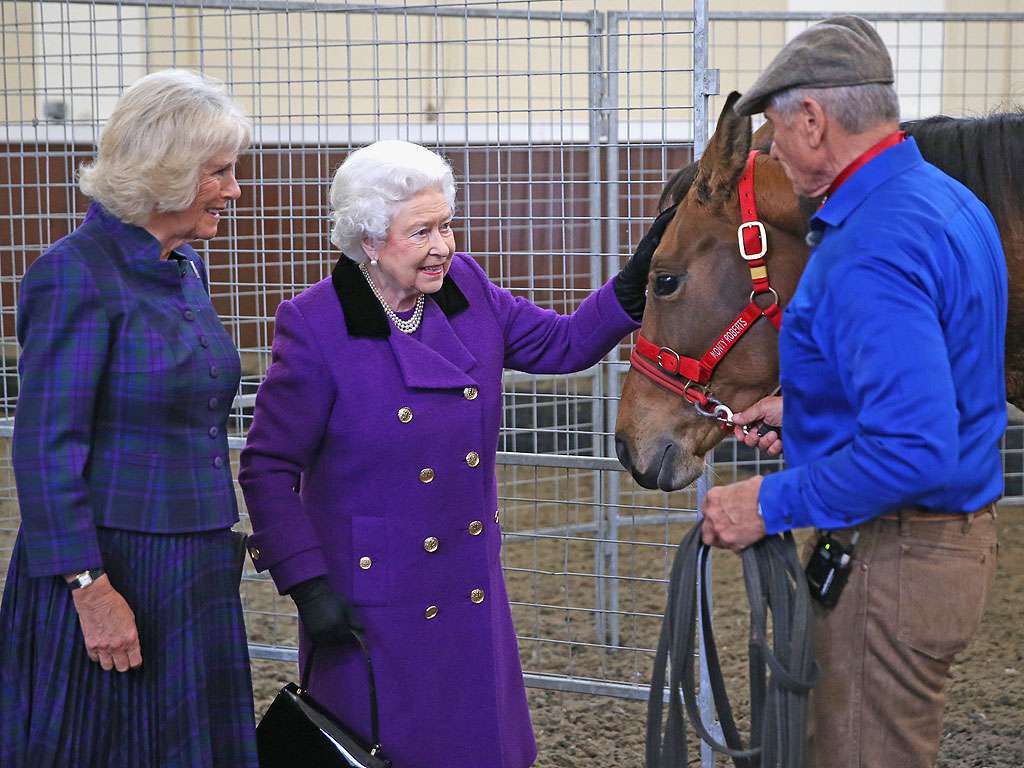 Monty Roberts with Queen Elizabeth II and a horse — joined by Camilla